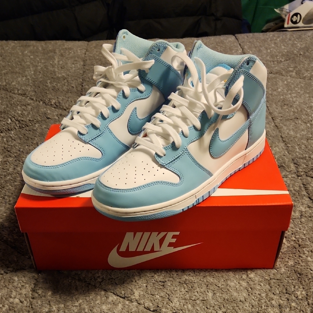 Nike Blue and White High-Top Sneakers